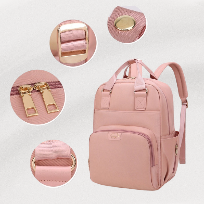 Baby Diaper Backpack - Black/Pink/Beige
